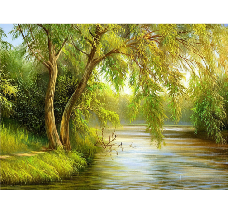 Mural de bosque sauce del río sereno - TenVinilo