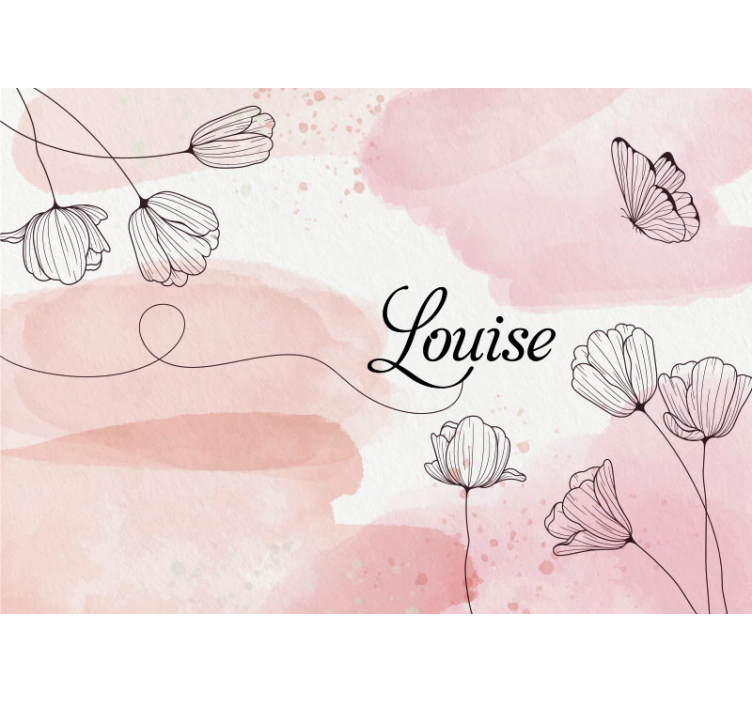 Fotomural juvenil flores elegantes con nombre - TenVinilo