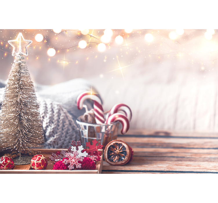 Mural para salón Arbol de navidad y dulces - TenVinilo