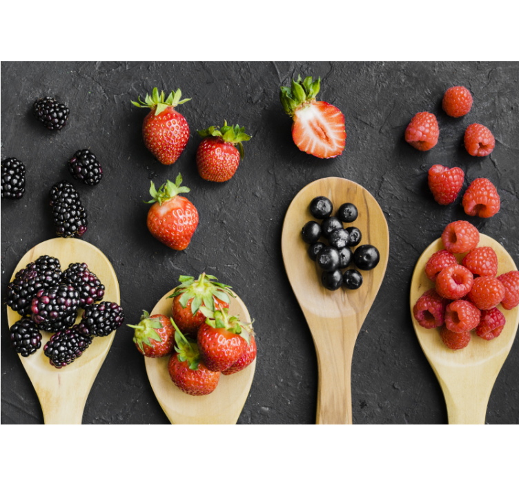 Fotomural para cocinas con cucharas y frutas - TenVinilo
