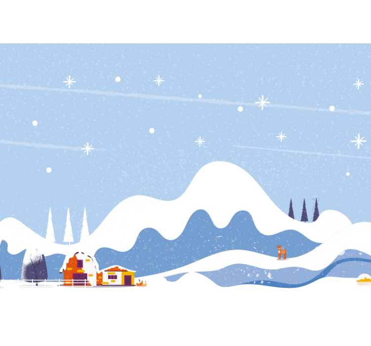 Mural infantil montaña nevada dibujada - TenVinilo