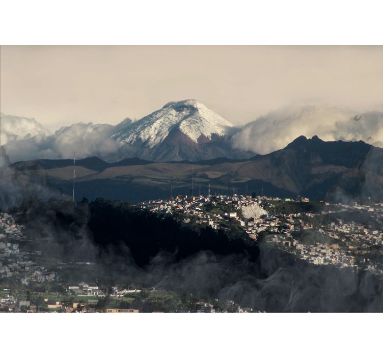Mural de montañas vista de montaña nevada - TenVinilo