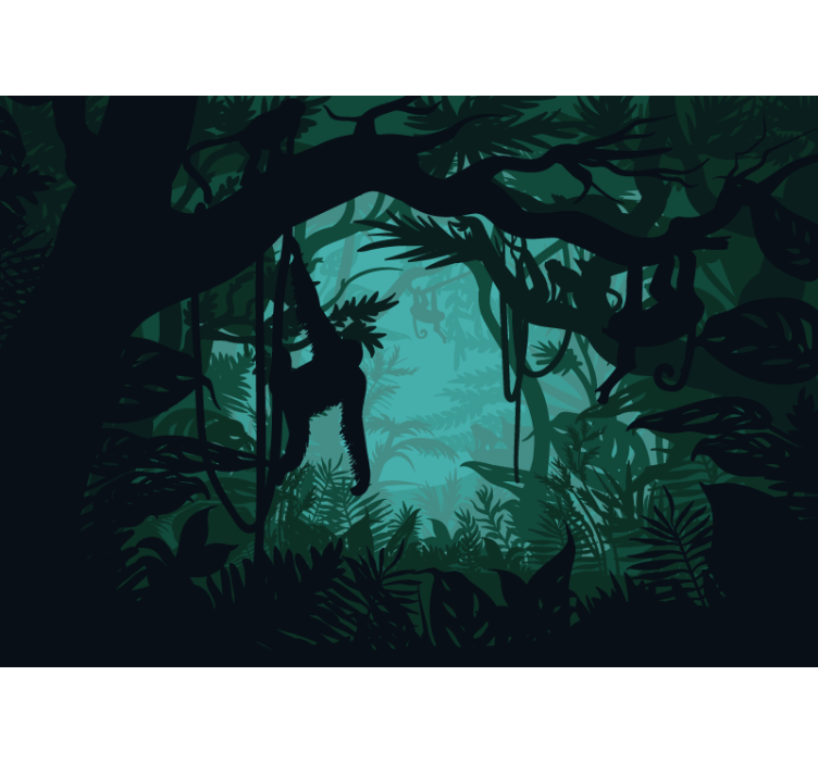 Mural de selva vibrante paisaje selvático - TenVinilo