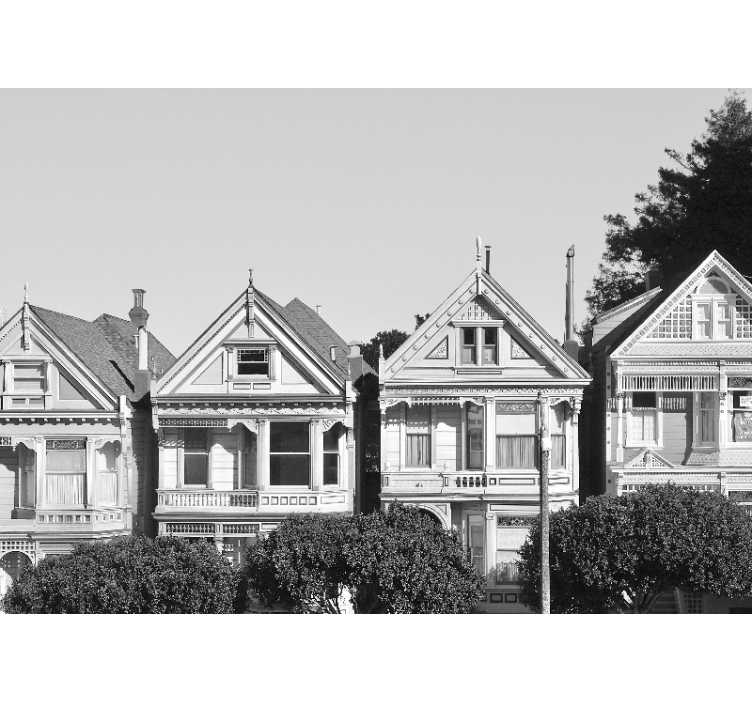 Mural ciudad hilera de casas victorianas - TenVinilo