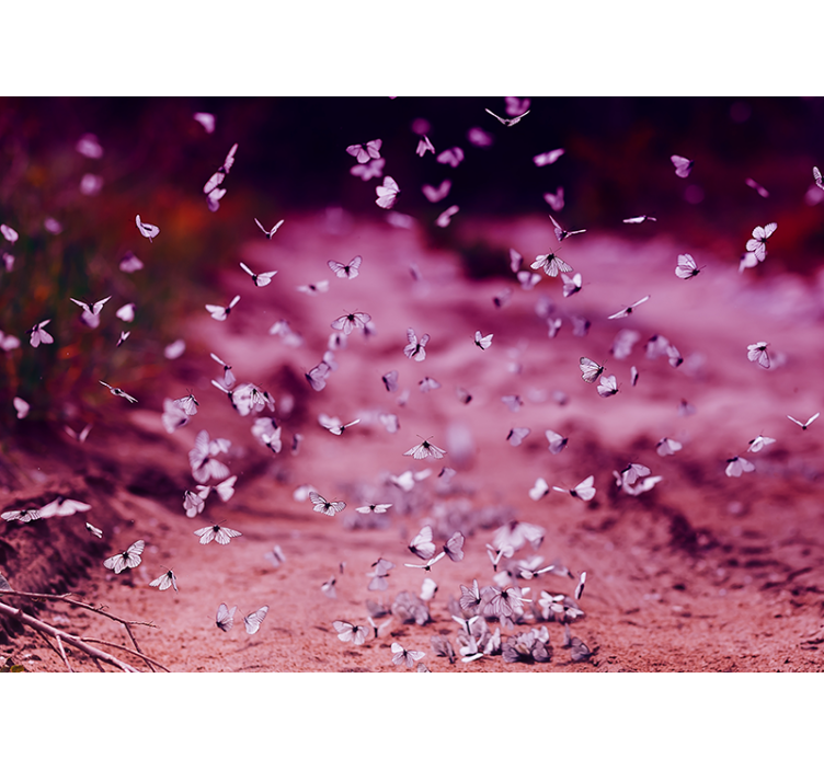 Mural de flores delicada danza de la mariposa - TenVinilo