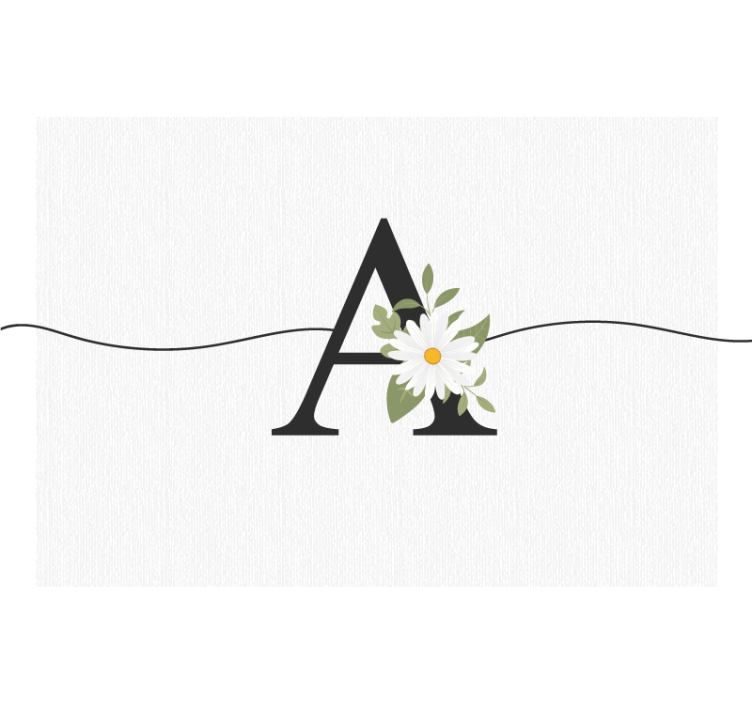 Mural de flores inicial floral personalizada - TenVinilo