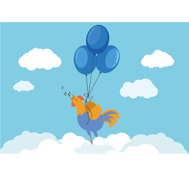 Mural infantil globos del gallo cantante - TenVinilo