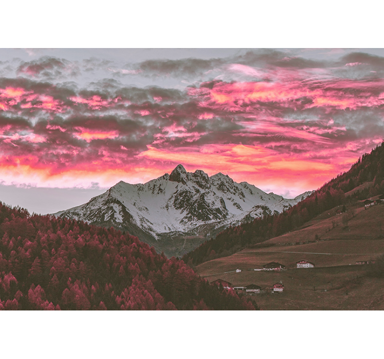 Mural de montañas atardecer impresionante en la montaña - TenVinilo