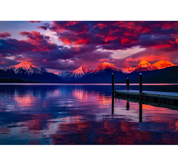 Mural de paisajes reverberaciones de montañas majestuosas - TenVinilo