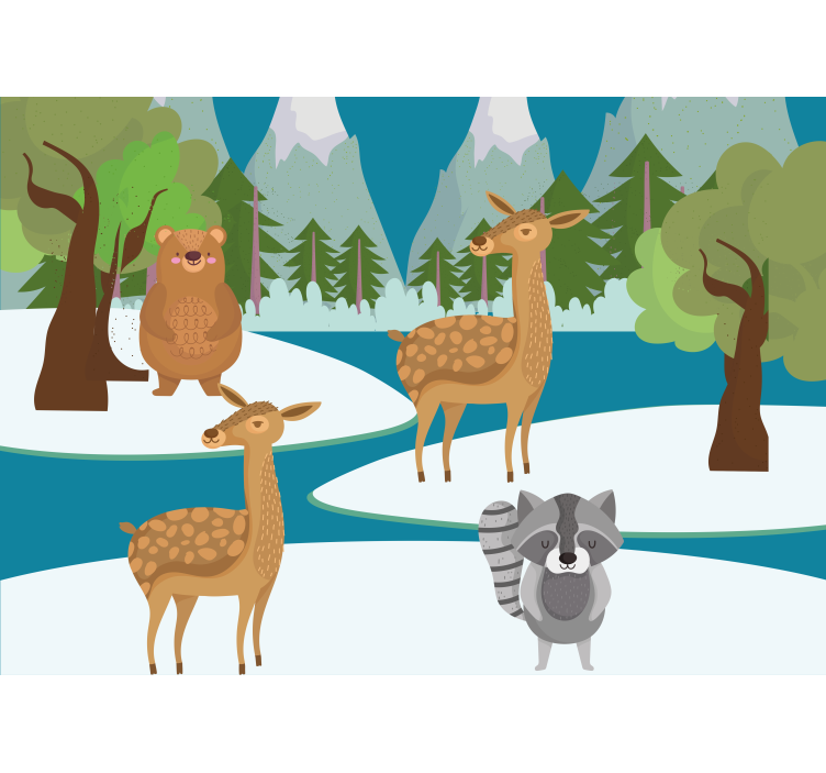 Fotomural animale Cielo azul con ciervos - TenVinilo