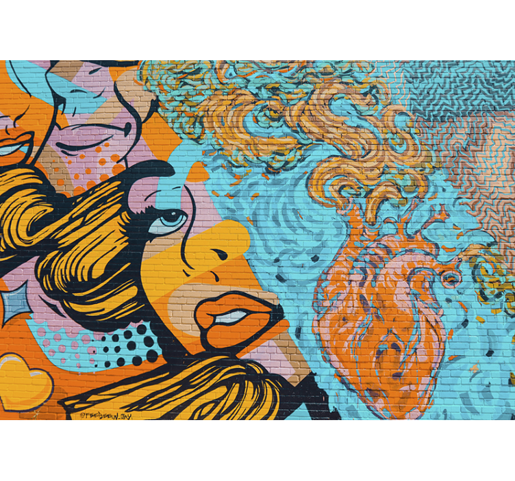 Fotomural arte urbano Graffiti rostro de mujer - TenVinilo