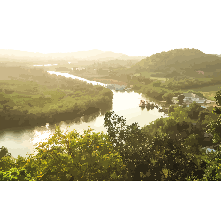 Mural de paisajes vista serena del río - TenVinilo