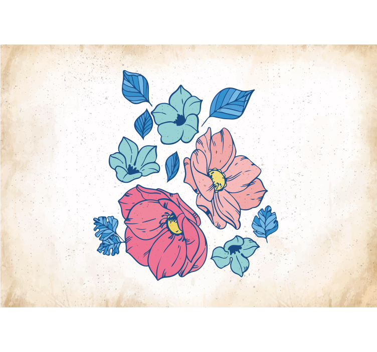 Mural de flores composición floral en rosado - TenVinilo