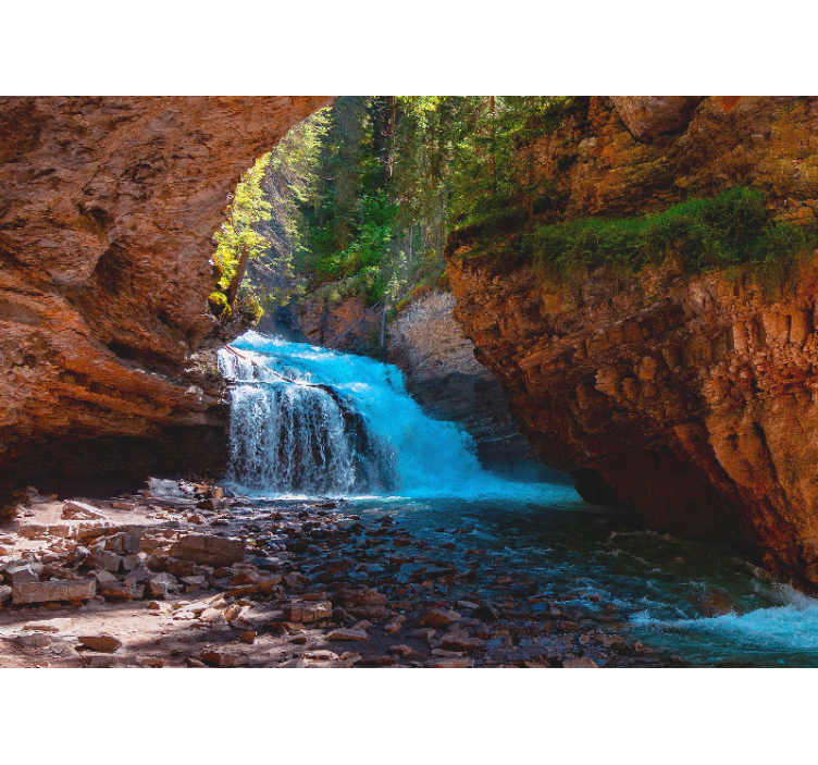 Fotomural de cascada Cueva de cascada secreta - TenVinilo