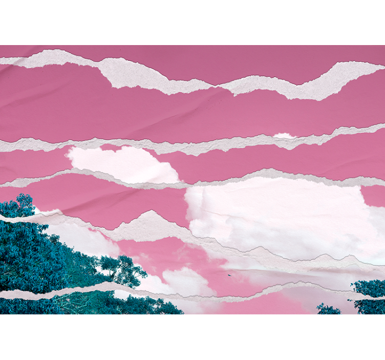 Mural abstracto capas de nubes desgarradas - TenVinilo