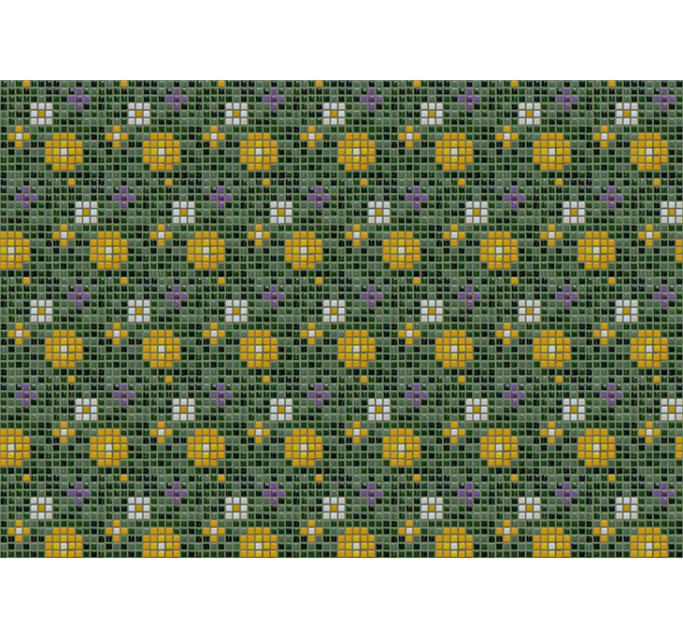 Mural baño patrón floral de mosaico vibrante - TenVinilo