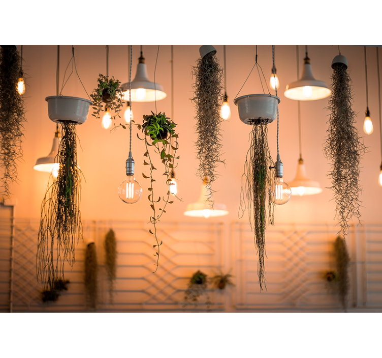 Mural de naturaleza con acentos de vegetación colgante - TenVinilo