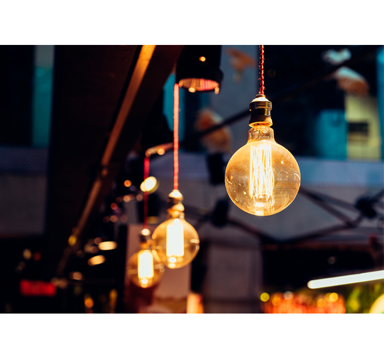 Mural para habitaciones Bombillas redondas de noche - TenVinilo