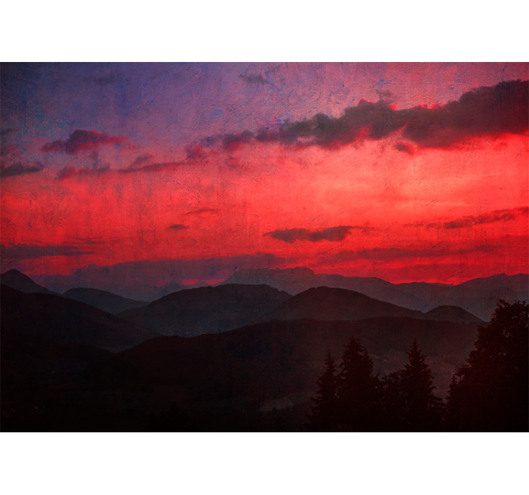 Mural de montañas atardecer dramático en las montañas - TenVinilo
