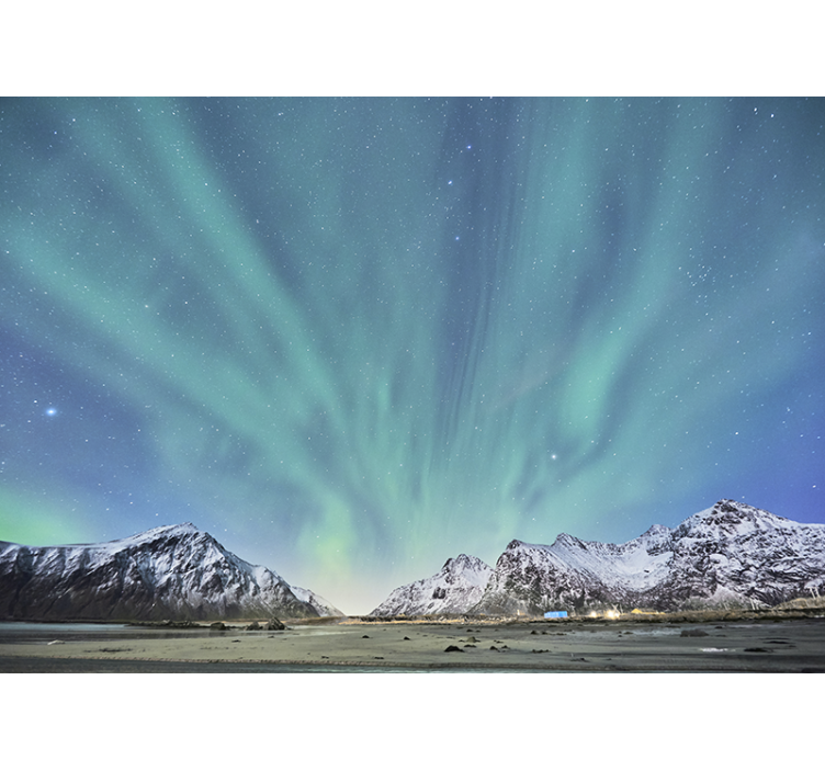 Mural de montañas experiencia de auroras boreales - TenVinilo