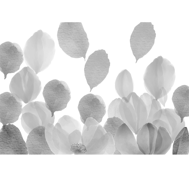 Mural amapolas diseño de hojas elegantes - TenVinilo