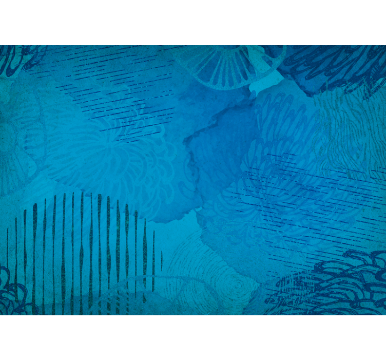 Mural abstracto con patrones texturizados azules - TenVinilo