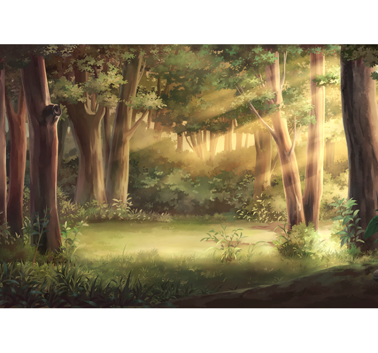 Mural de naturaleza paisaje del bosque soleado - TenVinilo