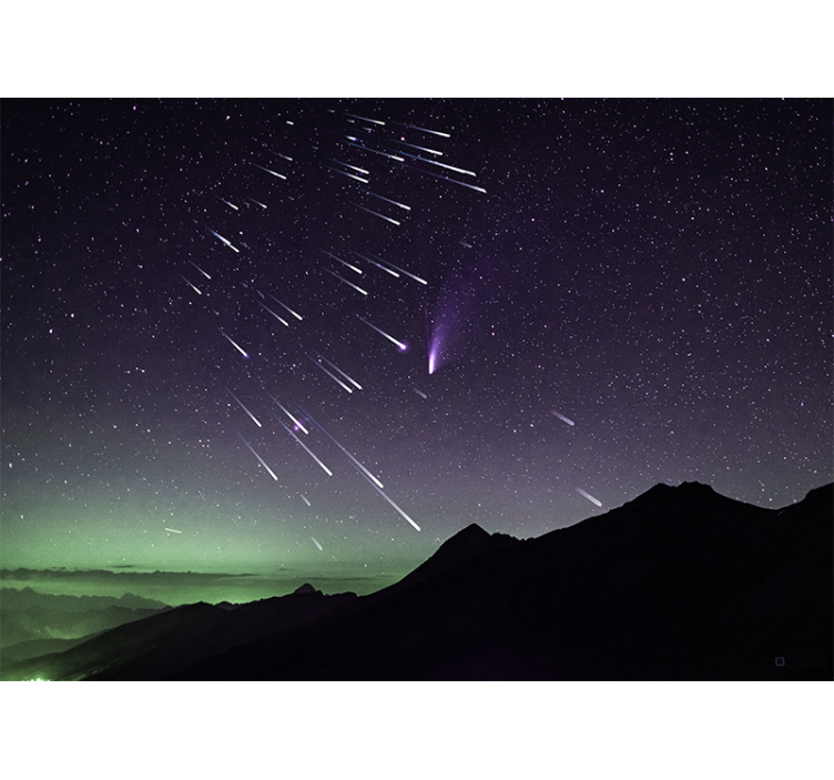 Fotomural cielo Comienza la lluvia de meteoritos de disparos - TenVinilo