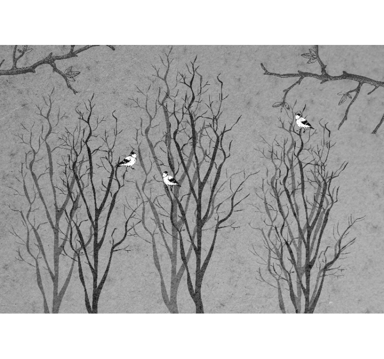 Mural de árboles ramas con aves - TenVinilo