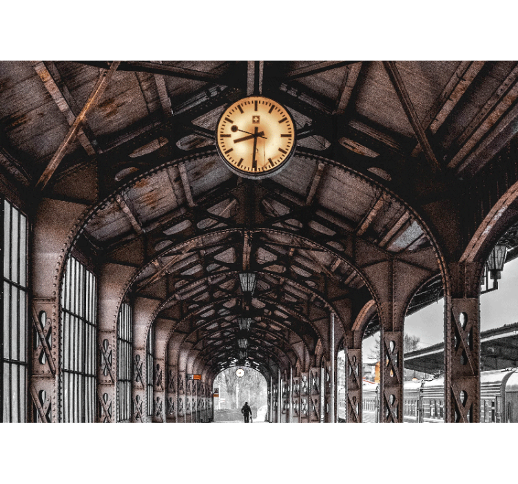 Fotomural 3D Portal 3d clásico con reloj - TenVinilo