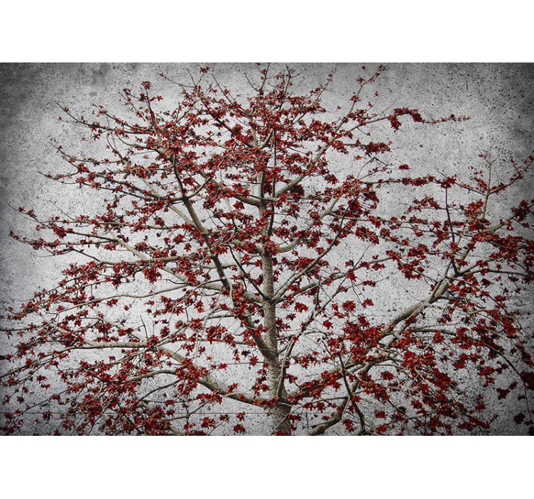 Fotomural naturaleza árbol minimalista con flores rojas - TenVinilo