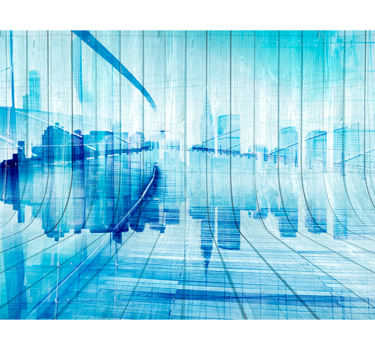 Mural ciudad panorama de bosquejo urbano - TenVinilo