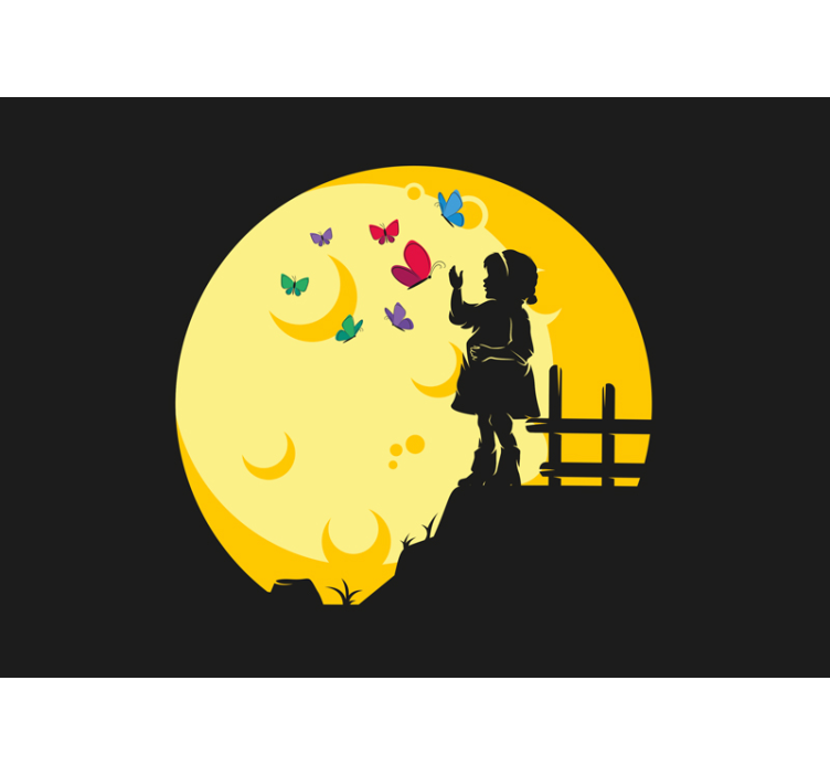 Fotomural infantil de luna y mariposas volando - TenVinilo