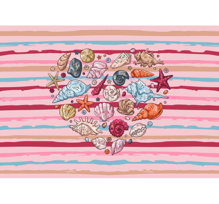 Mural de animales conchas de vida marina - TenVinilo