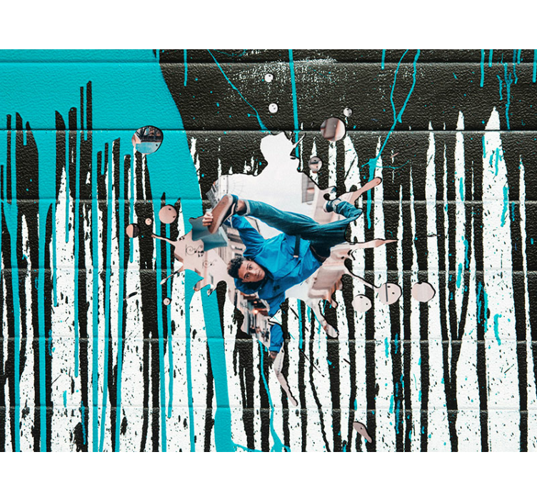 Mural graffiti patinador dinámico en acción - TenVinilo