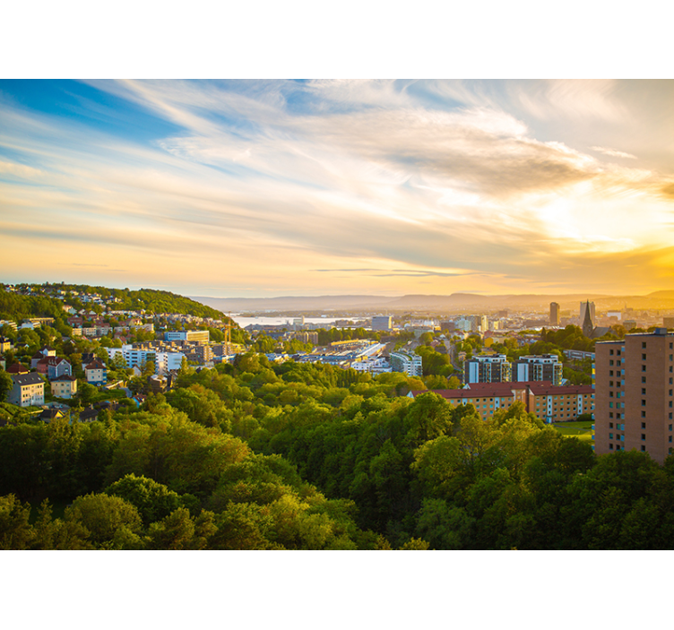 Mural ciudad vista del paisaje urbano - TenVinilo