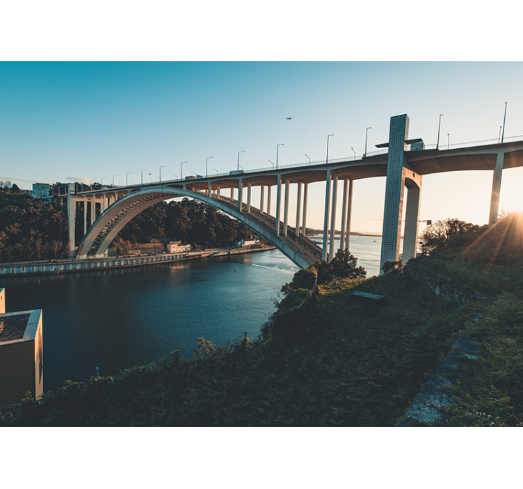 Mural ciudad vista del puente arquitectónico - TenVinilo