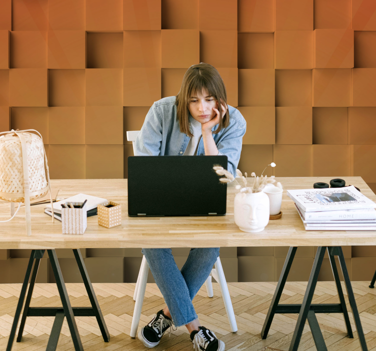 Fotomural 3D Mosaico geométrico beige - TenVinilo
