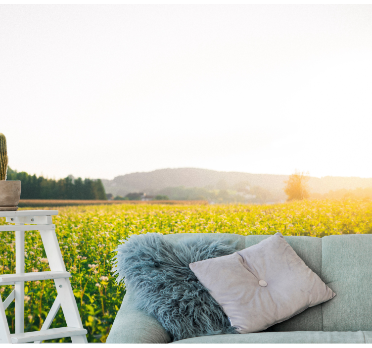 Fotomural flores Paisaje soleado y flor - TenVinilo