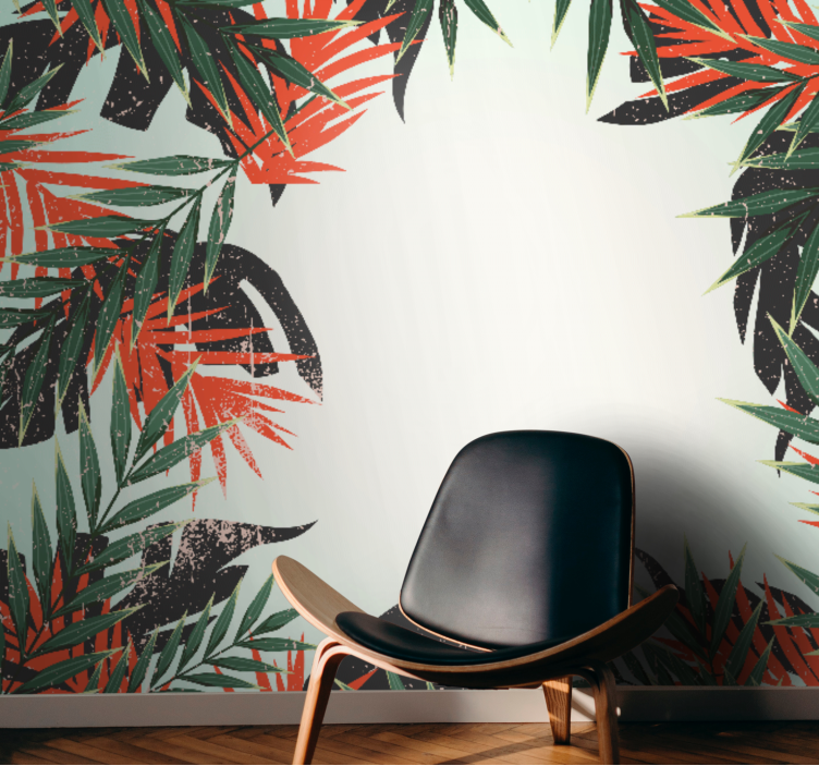 Fotomural naturaleza Hojas de palmera tropical retro - TenVinilo