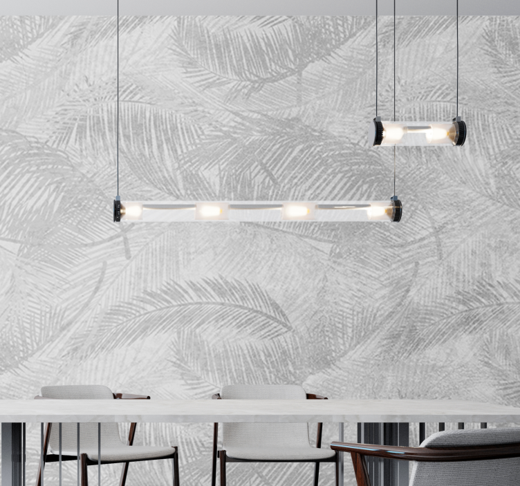 Fotomural naturaleza Ilustración tropical gris vintage - TenVinilo