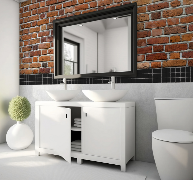 Fotomural imitación ladrillo con tejas - TenVinilo