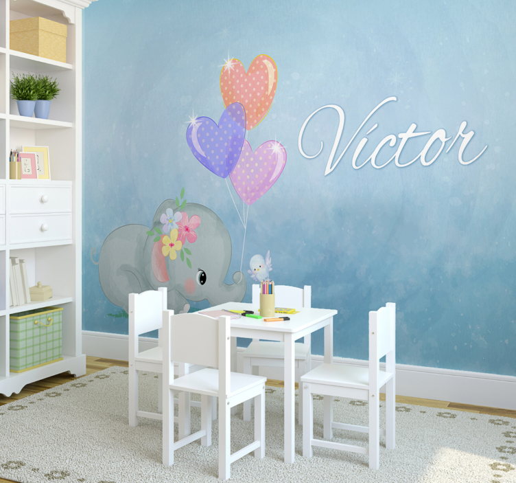 Fotomural infantil elefante personalizable - TenVinilo