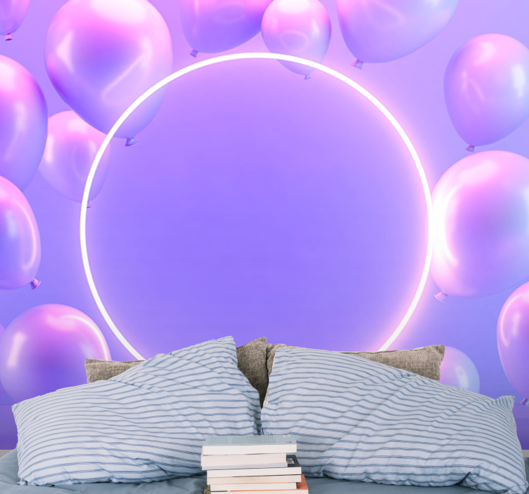 Mural infantil Arreglo de globos con círculo brillante - TenVinilo