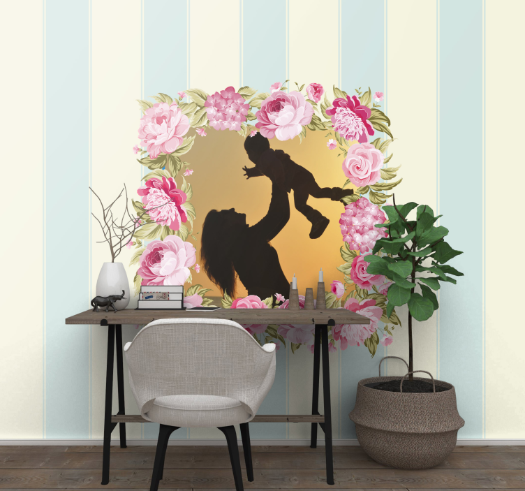 Fotomural moderno rayas azules con foto propia - TenVinilo