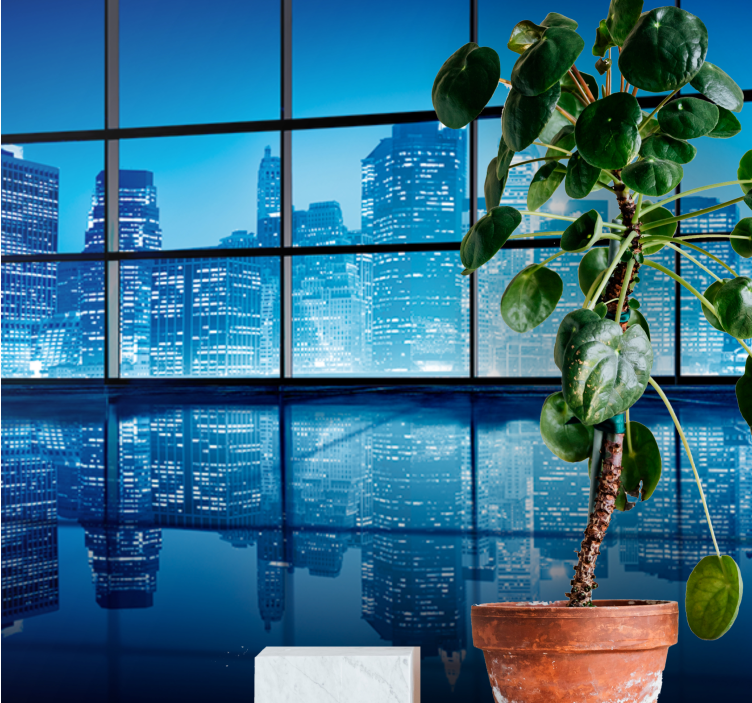 Fotomural Nueva York Ventana moderna azul - TenVinilo
