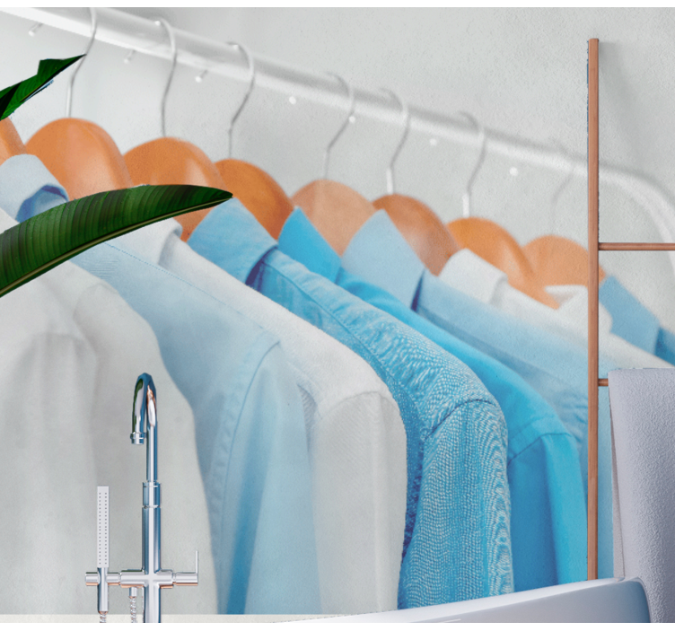 Fotomural baño Camisas de lavandería colgadas - TenVinilo