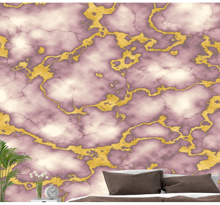 Fotomural habitación matrimonio Textura de línea minúscula de oro - TenVinilo