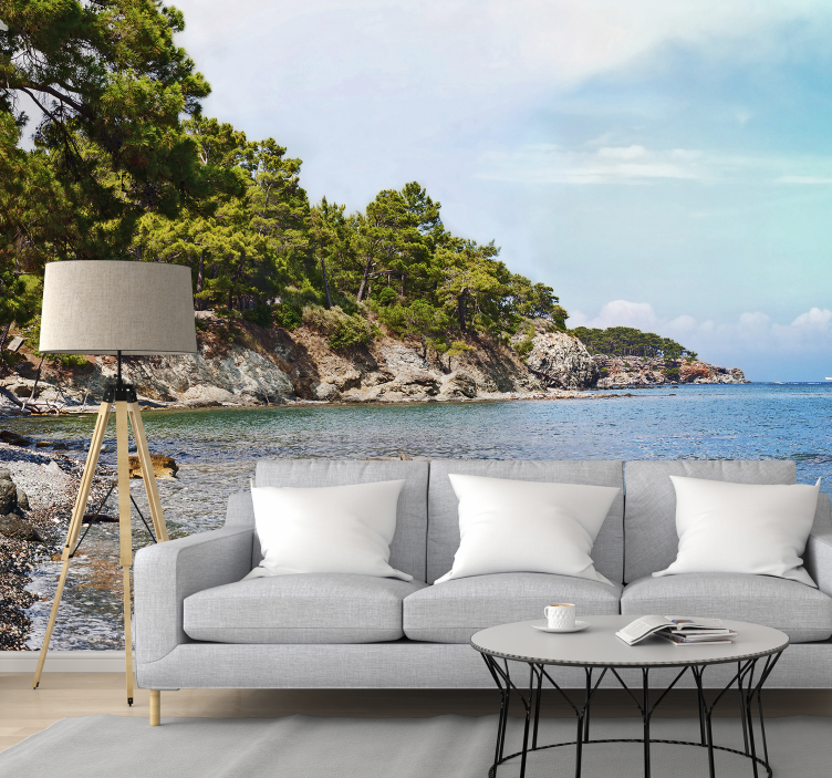 Fotomural pared de mar de playa de Antalya - TenVinilo