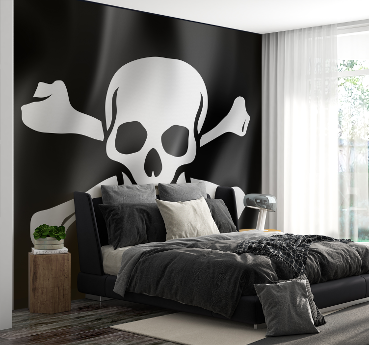 Mural para salón bandera pirata - TenVinilo